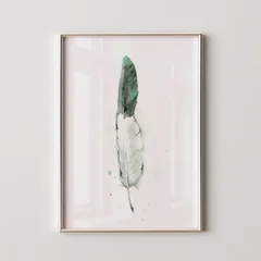 Image of a feather watercolor painting by Shayna Larsen, originals & prints available