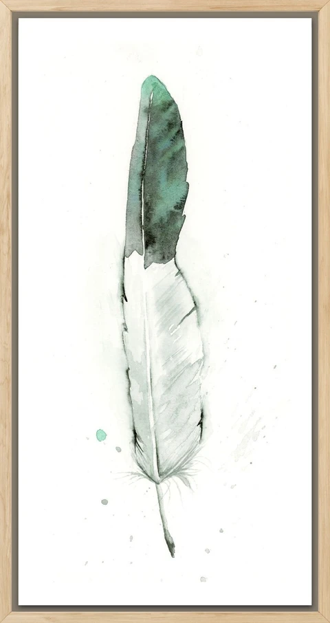 Image of a feather watercolor painting by Shayna Larsen, originals & prints available