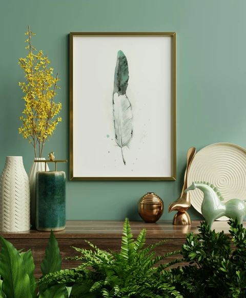 Image of a feather watercolor painting by Shayna Larsen, originals & prints available