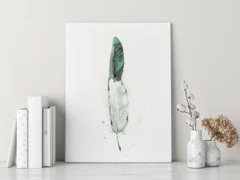 Image of a feather watercolor painting by Shayna Larsen, originals & prints available