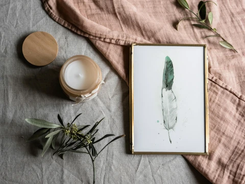 Image of a feather watercolor painting by Shayna Larsen, originals & prints available