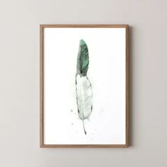 Image of a feather watercolor painting by Shayna Larsen, originals & prints available