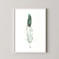 Image of a feather watercolor painting by Shayna Larsen, originals & prints available