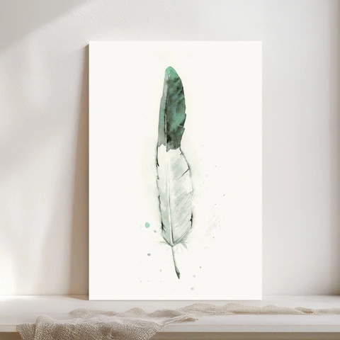 Image of a feather watercolor painting by Shayna Larsen, originals & prints available