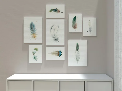 Image of a feather watercolor painting by Shayna Larsen, originals & prints available