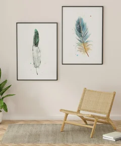 Image of a feather watercolor painting by Shayna Larsen, originals & prints available