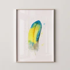 Image of a feather watercolor painting by Shayna Larsen, originals & prints available