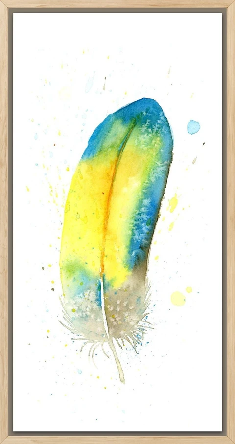 Image of a feather watercolor painting by Shayna Larsen, originals & prints available