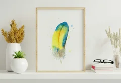 Image of a feather watercolor painting by Shayna Larsen, originals & prints available