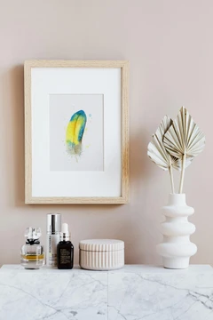 Image of a feather watercolor painting by Shayna Larsen, originals & prints available