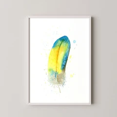 Image of a feather watercolor painting by Shayna Larsen, originals & prints available
