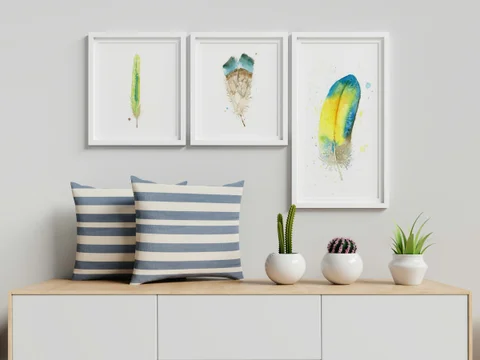 Image of a feather watercolor painting by Shayna Larsen, originals & prints available