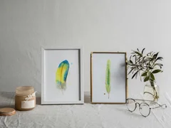 Image of a feather watercolor painting by Shayna Larsen, originals & prints available