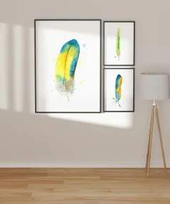 Image of a feather watercolor painting by Shayna Larsen, originals & prints available