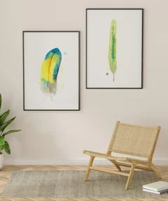 Image of a feather watercolor painting by Shayna Larsen, originals & prints available