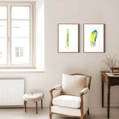 Image of a feather watercolor painting by Shayna Larsen, originals & prints available