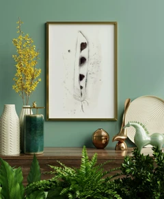 Image of a feather watercolor painting by Shayna Larsen, originals & prints available