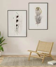 Image of a feather watercolor painting by Shayna Larsen, originals & prints available