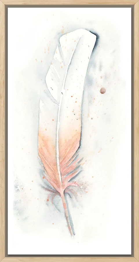 Image of a feather watercolor painting by Shayna Larsen, originals & prints available