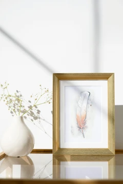 Image of a feather watercolor painting by Shayna Larsen, originals & prints available