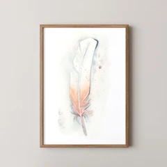 Image of a feather watercolor painting by Shayna Larsen, originals & prints available