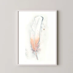 Image of a feather watercolor painting by Shayna Larsen, originals & prints available