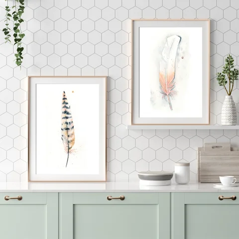 Image of a feather watercolor painting by Shayna Larsen, originals & prints available