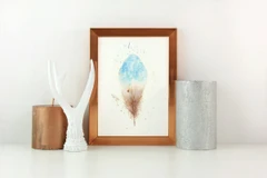 Image of a feather watercolor painting by Shayna Larsen, originals & prints available