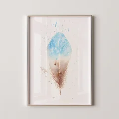 Image of a feather watercolor painting by Shayna Larsen, originals & prints available