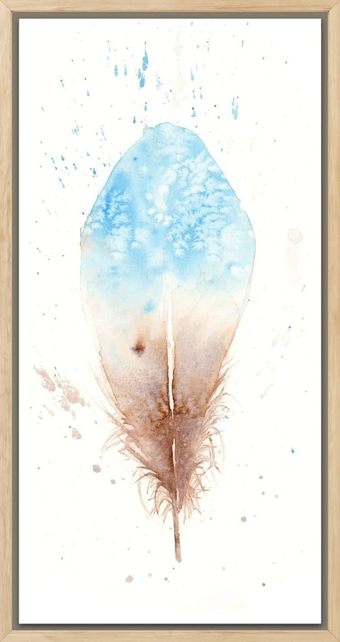 Image of a feather watercolor painting by Shayna Larsen, originals & prints available