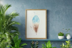 Image of a feather watercolor painting by Shayna Larsen, originals & prints available