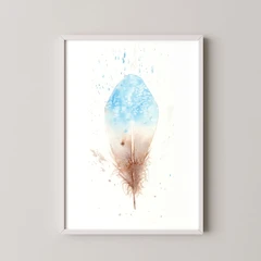 Image of a feather watercolor painting by Shayna Larsen, originals & prints available