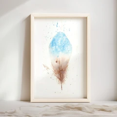 Image of a feather watercolor painting by Shayna Larsen, originals & prints available