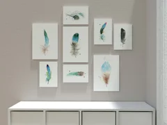 Image of a feather watercolor painting by Shayna Larsen, originals & prints available
