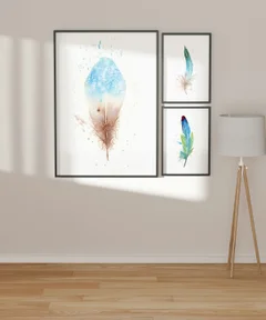 Image of a feather watercolor painting by Shayna Larsen, originals & prints available