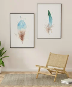 Image of a feather watercolor painting by Shayna Larsen, originals & prints available