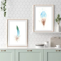 Image of a feather watercolor painting by Shayna Larsen, originals & prints available