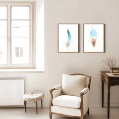 Image of a feather watercolor painting by Shayna Larsen, originals & prints available