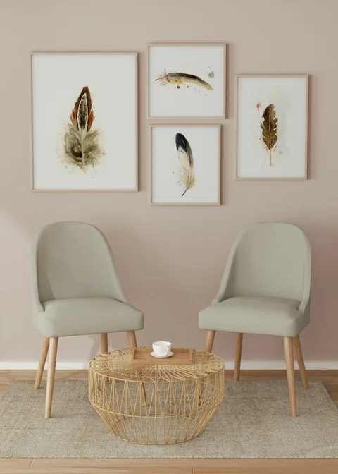 Image of a feather watercolor painting by Shayna Larsen, originals & prints available