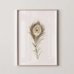 Image of a feather watercolor painting by Shayna Larsen, originals & prints available