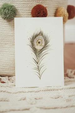 Image of a feather watercolor painting by Shayna Larsen, originals & prints available