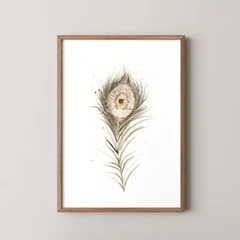 Image of a feather watercolor painting by Shayna Larsen, originals & prints available
