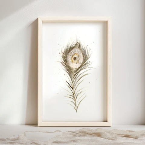 Image of a feather watercolor painting by Shayna Larsen, originals & prints available
