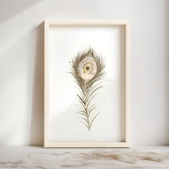 Image of a feather watercolor painting by Shayna Larsen, originals & prints available