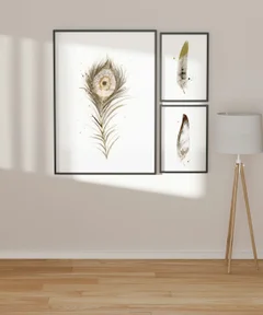 Image of a feather watercolor painting by Shayna Larsen, originals & prints available