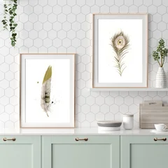 Image of a feather watercolor painting by Shayna Larsen, originals & prints available