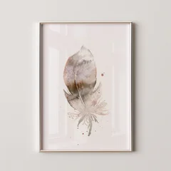 Image of a feather watercolor painting by Shayna Larsen, originals & prints available