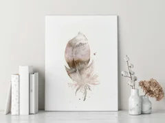 Image of a feather watercolor painting by Shayna Larsen, originals & prints available
