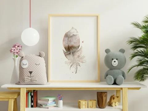 Image of a feather watercolor painting by Shayna Larsen, originals & prints available