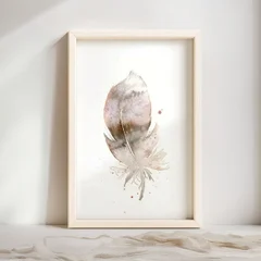 Image of a feather watercolor painting by Shayna Larsen, originals & prints available